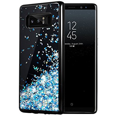 Galaxy Note 8 Case, Caka Galaxy Note 8 Glitter Case [Starry Night Series] Luxury Fashion Bling Flowing Liquid Floating Sparkle Glitter Girly TPU Bumper Case for Samsung Galaxy Note 8 - (Blue)