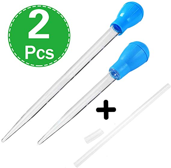 Coral Feeder Long Syringe, Acrylic Marine Fish and Reef Coral Aquarium SPS HPS Feeder Liquid Fertilizer Feeder Accurate Dispensing Spot for Coral/Anemones/ Eels/Lionfish and Other Organisms (2Pcs)