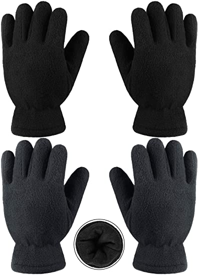 Cooraby 2 Pairs Kids Fleece Gloves Winter Lined Thick Mittens Warm Gloves for Outdoors Activities Supplies