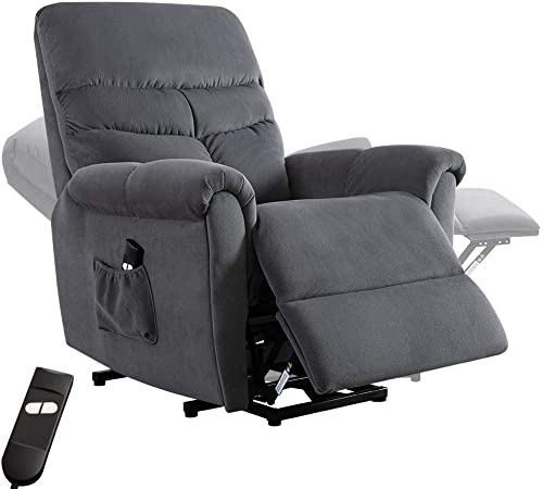 Bonzy Home Recliner New Electric Powered Lift Recliner Chair with Remote Control - Home Theater Seating - Bedroom & Living Room Chair Recliner Sofa for Elderly (Grayish Blue)