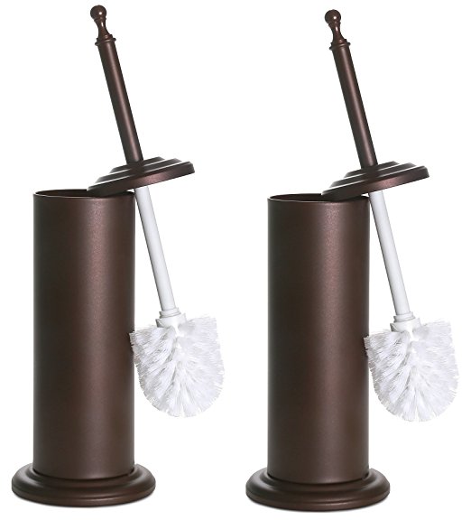 Home Intuition Bronze Toilet Brush With Holder and Drip Cup, 2 Pack