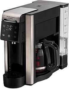 Hamiilton Beach FlexBrew Advanced 5 in 1 Coffee Maker, Space-Saving Design with Wake Up To A Single Cup Or 12 Cups, Compact Size, Black