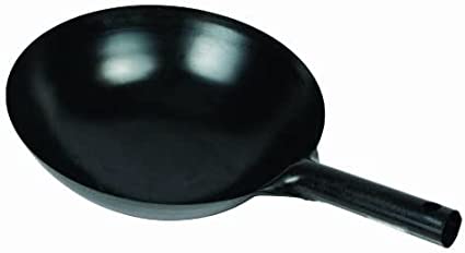 Winco Chinese Wok with Integral Handle, 16-Inch, Black, Medium