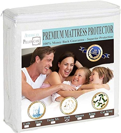 Mattress Protector - Waterproof and Hypoallergenic Bed Cover - Dust Mite, Allergy, and Pad Protection - Breathable Cotton Bedding, Vinyl Free, Fitted Sheet Style for Full