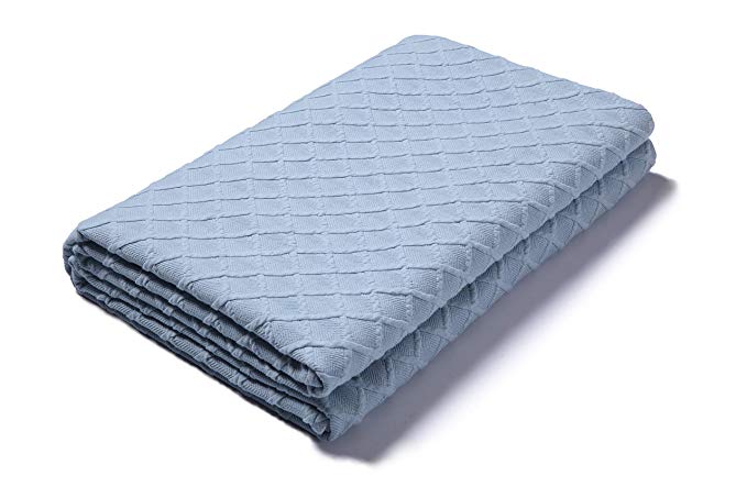 Gsleeper Cover for Weighted Blanket (Light Blue - Diamond Pattern, 60" x 80" Queen Size Cotton Cover),Magic Touch,Perfect Partner Weighted Blanket