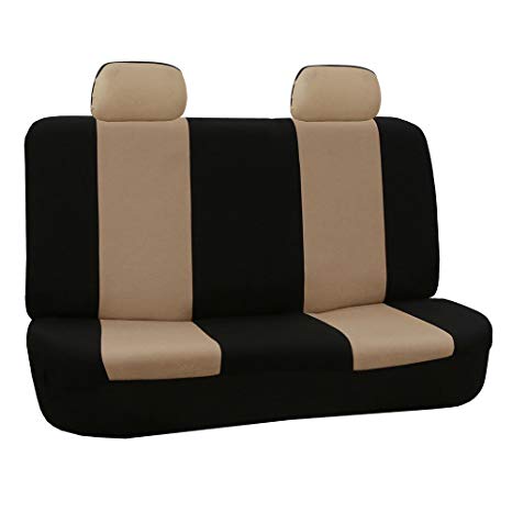 FH Group FB050BEIGE012 Beige Fabric Bench Car Seat Cover with 2 Headrests