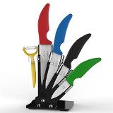Ceramic Knife Set With Specialty Chef Utility Fruit and Paring Ceramic Knives Plus Ceramic Peeler and Acrylic Knife Block Holder Sharper Than Steel More Hygienic and Rustproof by Chefs Organic Gadgets