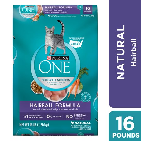 Purina ONE Hairball, Natural Dry Cat Food, Hairball Formula, 16 lb. Bag