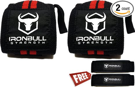 Best Wrist Wraps  Free Lifting Straps 2 Pairs - 20 Heavy Duty Wrist Support with Thumb Loop - CrossFit Weight Lifting Bodybuilding Protection - Pair of Two Wrist Wraps  Pair of Free Lifting Straps - Men and Women