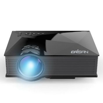 ERISAN Updated ER46B 1200 Lumens WiFi Wireless Full Color 130 Image Pro Mini Portable LCD LED Home Theater Cinema Game Projector - Support HD 1080P Video IPIRUSBSDHDMIVGA