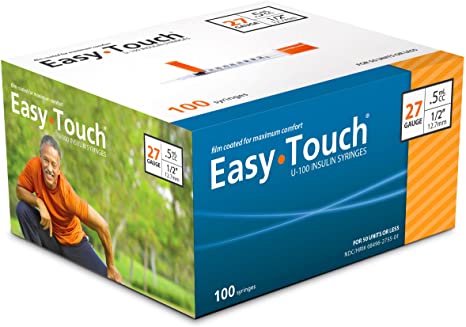 EasyTouch® U-100 27g, 0.5cc / mL, 1/2"(Box of 100)