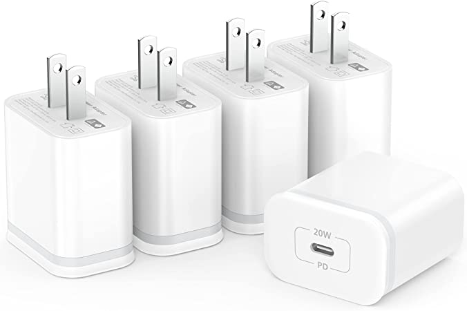 LUOATIP 5-Pack 20W USB C Fast Charger for iPhone 13/13 Mini/13 Pro/13 Pro Max 12 11 SE 2020 XS XR X 8 7 6 6S, iPad, AirPods Pro, Type C Wall Plug Charging Cube Block Power Adapter USBC Box Brick