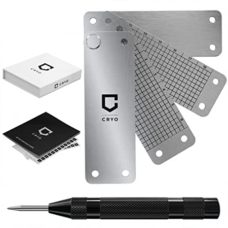 CRYO Crypto Seed Storage - Stainless Steel Wallet for Cryptocurrency Cold Storage - BIP39 12 or 24 Words Recovery Phrase Backup (DOT)