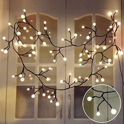Globe LED String Light, Liu Hang 24.6ft Flexible Rattan Fairy Light with 72 Bulbs Waterproof Copper Wire String Lights for Garden Patio, Bedroom, Wedding, Outdoor , Indoor Decorations (Warm White)