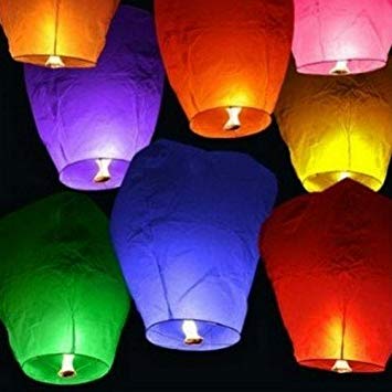 Set of 20 Assorted Color Sky Lanterns - Chinese Flying Wish Lights