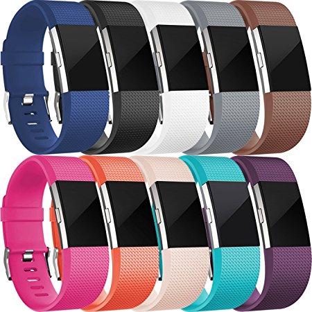 Wepro Fitbit Charge 2 bands, Replacement for Fitbit Charge 2 HR Bands, Buckle, 15 Colors, Large, Small