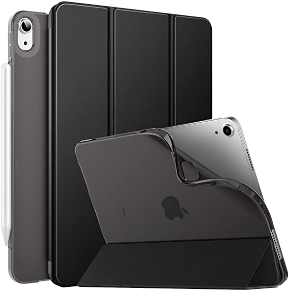 MoKo Case Fit New iPad 10.9 inch, iPad Air 4th Generation Case 2020, Smart Trifold Stand Slim Folio Case with Soft TPU Frosted Translucent Back Cover Fit iPad Air 4 2020, Auto Wake/Sleep - Black