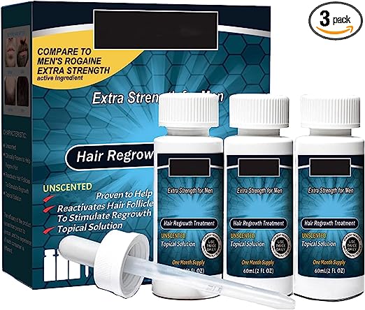 Extra Strength Hair Regrowth Treatment for Men's Hair Loss,Men's Hair Growth Serum for Beard Care Serum for Thinning Hair Baldness (6 month supply)