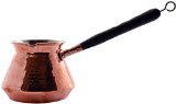 CopperBull THICKEST Solid Hammered Copper Turkish Greek Arabic Coffee Pot Stovetop Coffee Maker Cezve Ibrik Briki with Wooden Handle Thick 2 mm Xlarge - 15 Oz