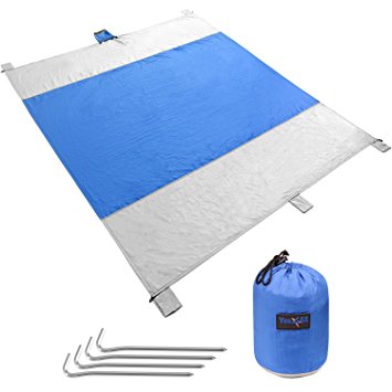 Yes4All Waterproof Beach Blanket with 4 Stakes & Carry Bag (106 x 82 inch)