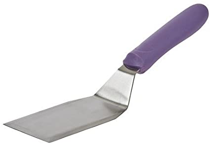 Winco TWP-61P, 5.12x2.87-Inch Stainless Steel Blade Hamburger Turner With Offset, Spatula with Polypropylene Purple Handle