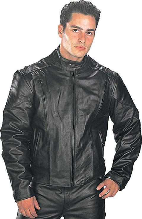 Xelement B7201 'Speedster' Men's Top Grade Leather Motorcycle Jacket with Zip-Out Lining - 3X-Large