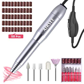 Portable Electric Nail Drill Professional Efile Nail Drill Kit For Acrylic, Gel Nails, Manicure Pedicure Polishing Shape Tools with 11Pcs Nail Drill Bits and Sanding Bands (Silver)