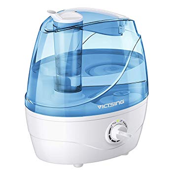 VicTsing 2200ml Cool Mist Humidifiers, Ultrasonic Humidifiers with Large Water Tank, 24 Working Hours, Waterless Auto-Off, 28dB Quiet Air Humidifier for Bedroom, Babyroom, Living Room-White&BLue