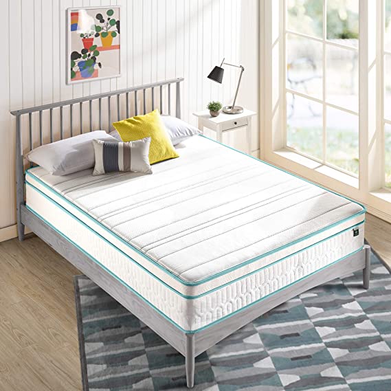 Zinus 12 Inch Memory Foam Spring Hybrid Mattress/Euro Top Innerspring Mattress/Green Tea-Infused Foam/CertiPUR-US Certified/Mattress-in-a-Box, Full