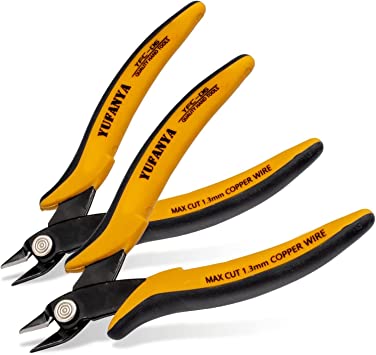 2pcs Wire Cutters,Micro Flush Cutters,Electrical Wire Cutters,Cutting Pliers,Flush Pliers Diagonal Side Cutters Wire Cutter Snips with Soft Grip for DIY Craft and Jewelry(Yellow)
