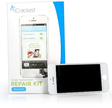 iCracked iPhone 5 Screen Replacement Kit ATampTVerizonSprintT-Mobile - Retail Packaging - White