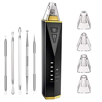 BESTOPE Blackhead Remover Pore Vacuum with 3 Cleaning Mode 5 Levels Strong Suction 4 Changeable Probes 5 Blackhead Extractor Electric Comedo Suction Device Facial Machine Nice Gift