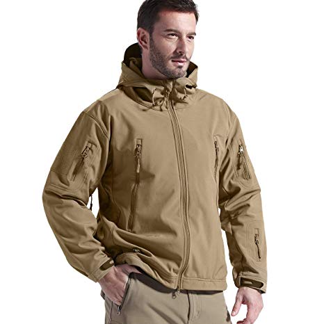 FREE SOLDIER Men's Jackets Outdoor Waterproof Softshell Hooded Tactical Jacket