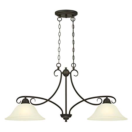 Westinghouse 6305900 Dunmore Two-Light Indoor Island Pendant, Oil Rubbed Bronze Finish with Frosted Glass