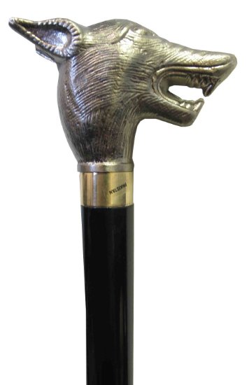 36" Elegant Wolf's Head Cane Gentleman's Walking Stick - Steampunk Renaissance