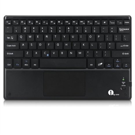 1byone Ultra-Slim Bluetooth Touch Keyboard with Built-in Multi-touch Touchpad and Rechargeable Battery Black