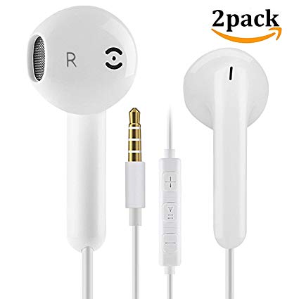ZJXD Earphones In Ear Headphones Wired Earbuds Noise Isolating Headset With Microphone remote sound control Compatible With iPhone ipad ipod Samsung Huawei Android Smartphones Tablets and more(2 PACK)