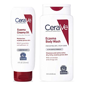 CeraVe Eczema Daily Skin Care Set | Contains CeraVe Body Wash and Creamy Body Oil for Eczema | Fragrance Free