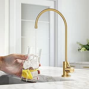 KRAUS Purita 2-Stage Under-Sink Filtration System with Single Handle Drinking Water Filter Faucet in Brushed Brass