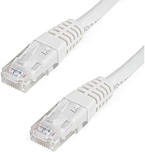 StarTech.com 6ft CAT6 Ethernet Cable - White CAT 6 Gigabit Ethernet Wire -650MHz 100W PoE   RJ45 UTP Molded Category 6 Network/Patch Cord w/Strain Relief/Fluke Tested UL/TIA Certified (C6PATCH6WH)