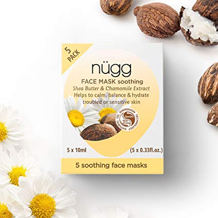 nügg Sensitive Skin Face Mask to Soothe, Balance and Hydrate Sensitive, Troubled Skin; Winner of Allure Best of Beauty Award; With Shea Butter and Chamomile Extract; 5 Pack