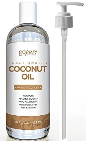 goPURE Fractionated Coconut Oil - LARGE 16 OZ - Carrier Oil, Massage Oil - Blend with Essential Oils - Add to Roll-On Bottles for Easy Application - 100% Pure Coconut Oil - Premium Therapeutic Grade