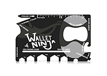 Vante-Wallet Ninja 18 in 1 Multi-purpose Credit Card Size Pocket Tool Black