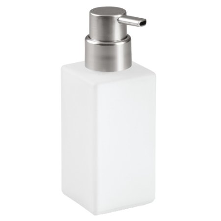 InterDesign Casilla Modern Glass Foaming Soap Dispenser Pump for Kitchen & Bathroom Vanities, Frost/Brushed