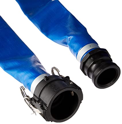 Apache 98138049 2" x 50' Blue PVC Lay-Flat Discharge Hose with Poly Cam Lock Fittings