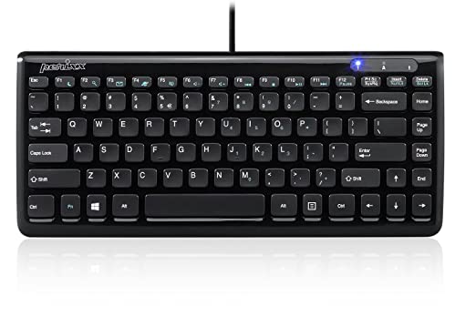 Perixx PERIBOARD-407B Mini Keyboard - Black - USB - 12.60 x5.55 x0.98 Dimension - Piano Finish - Chiclet Key Design - US English Layout