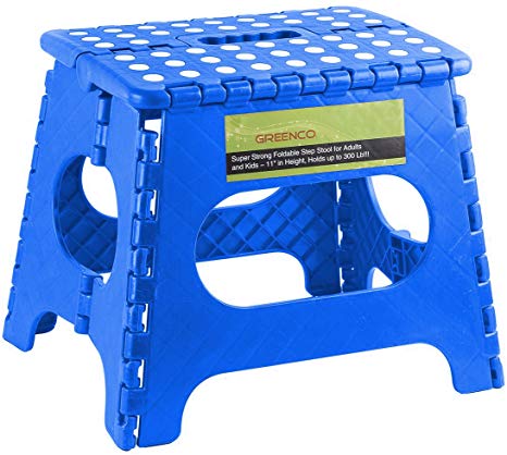 Greenco Super Strong Foldable Step Stool for Adults and Kids, 11", Blue