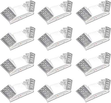 LED Hardwire Emergency Light with Adjustable Heads, Backup Battery (12 Pack)