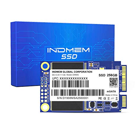INDMEM mSATA SSD 256GB Internal Mini SATA III SSD Micro-SATA MLC 3D NAND Flash 256 GB