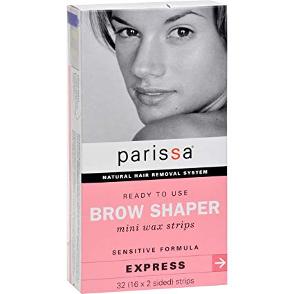 Parissa Natural Hair Removal System Brow Shaper - Mini Wax Strips - Ready to Use - 32 Strips (Pack of 2)